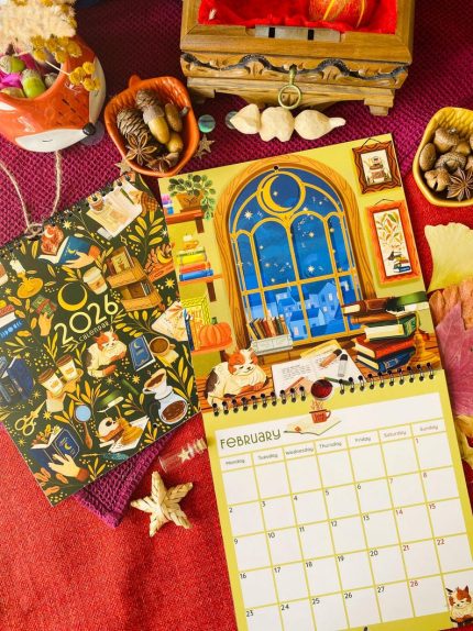 2026 Floral Square Wall Calendar with Pen