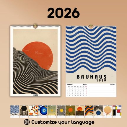2026 Bauhaus Wall Calendar Op Art Premium Paper